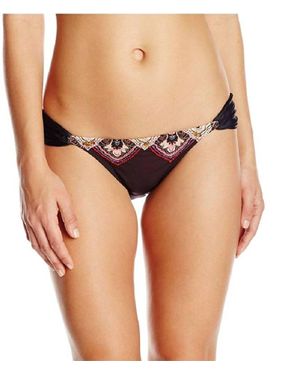 PQ Swim San Sebastian Embroidered Teeny Bikini Bottom - Black