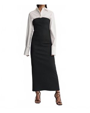 Anna Quan Austen Hybrid Shirt Jersey Maxi Dress - Black