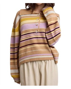 Wishlist Collared Stripe Sweater - Brown
