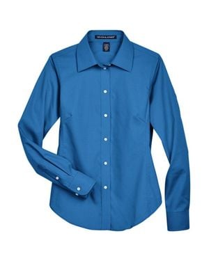 Devon & Jones Crown Collection Oxford Woven Dress Shirt - Blue