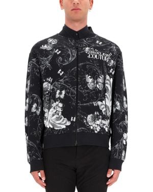 Versace Jeans Couture Floral Butterfly Cotton Fleece Bomber Jacket - Gray