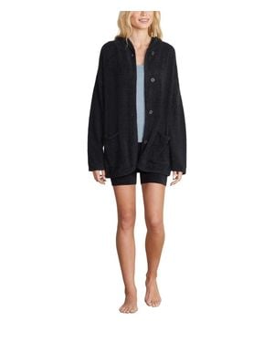 Barefoot Dreams Cozychic Lite Jacket Curved Hem Hooded Gbo2912 - Black