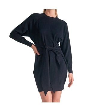 Elan Front Tie Sweater Dress - Blue