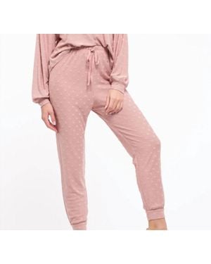 Blu Pepper Dotted Cozy Lounge Pants - Pink