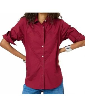 Kerri Rosenthal Mia Max Heart Button Down Shirt - Red