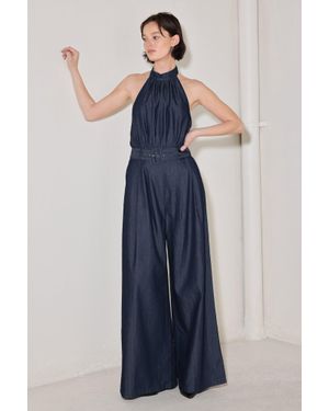 TRUEDAMES Evening Edition Woven Jumpsuit - Blue