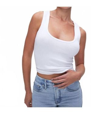 GOOD AMERICAN Heritage Micro Rib Scoop Neck Tank Top - White