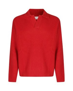 Roberto Collina Casentino Merino Wool Long-Sleeve Polo Shirt - Red