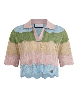 Philipp Plein Knitted Polo T-Shirt Color Wave - Natural