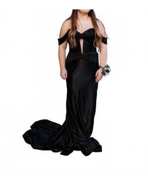 Sherri Hill Off The Shoulder Stretch Satin Prom Dress - Black