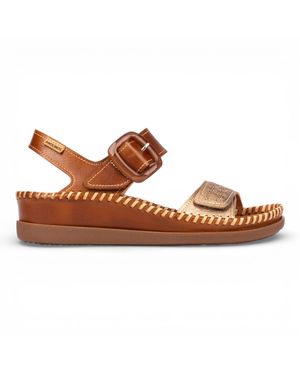 Pikolinos Leather Lightweight Summer Wedge Sandals - Brown