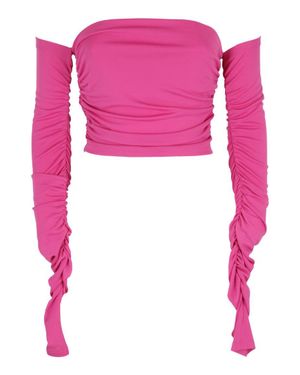 ANDAMANE Off-Shoulder Fuchsia Top With Draped Detailing - Pink