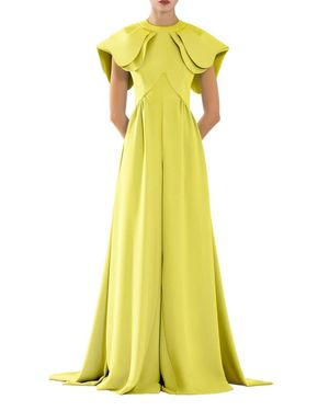 Saiid Kobeisy Crepe Jumpsuit, With Back Overskirt - Yellow