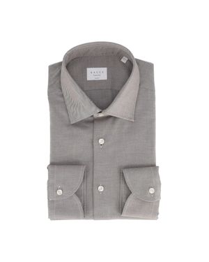 Xacus Pointed Collar Textured Long-Sleeve Shirt - Gray
