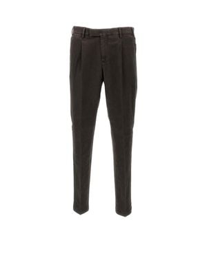 PT01 Cotton Straight-Leg Pants With Pleated Detailing - Black