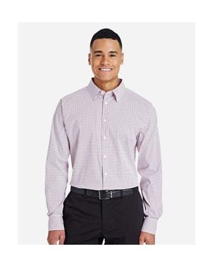 Devon & Jones Crownlux Performance Micro Windowpane Woven Dress Shirt - White