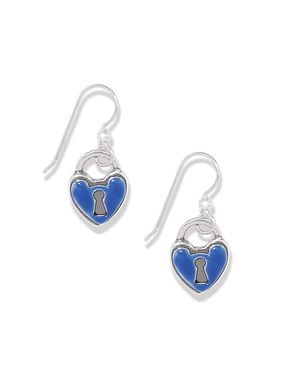 Brighton One Heart Padlock French Wire Earrings - Blue