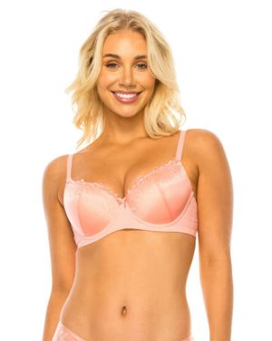 TRUEDAMES Floral Lace Bra - Orange
