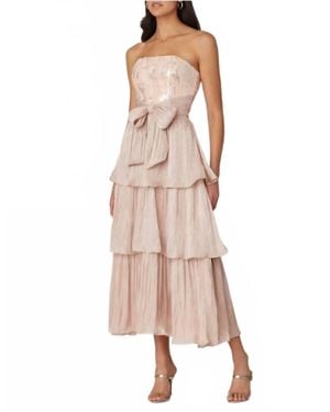 Shoshanna Strapless Tiered Sequin Midi Dress - Natural