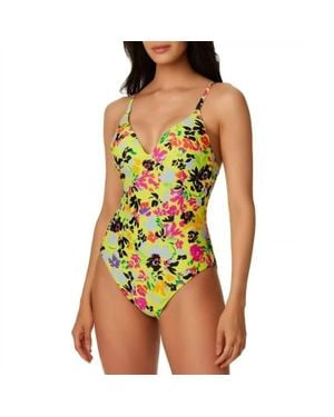 BarIII Floral Chic One Piece Swimsuit - Green