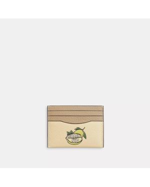 COACH Slim Id Card Case With Lemon Graphic - Metallic