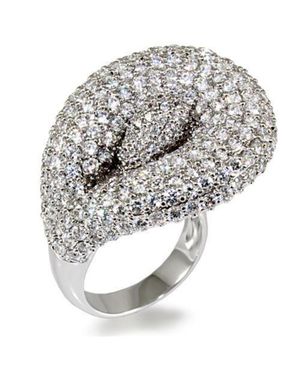 Fashnzfab Rhodium Brass Ring With Aaa Grade Cz - Metallic