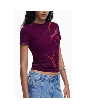 Desigual Elastane T-Shirt - Purple