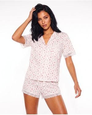 Forever 21 Lace Trim Short Pajama Set - White