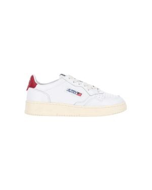 Autry Low-Top Leather Sneakers With Perforated Detailing - White