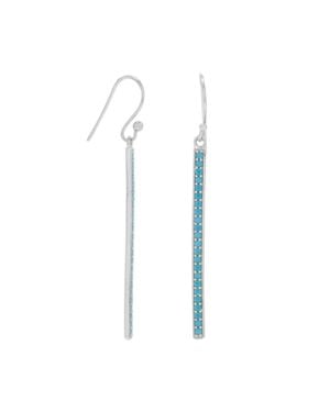 Fashnzfab Rhodium Plated Nano Bar Earrings - White