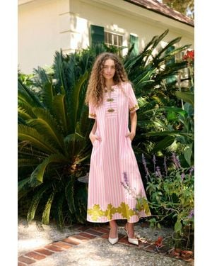 BROOKS AVENUE Short Sleeve Maxi Kaftan Dress - Green