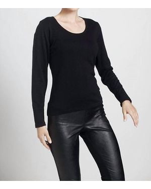 Angel Long Sleeve Scoop-Neck Top - Black