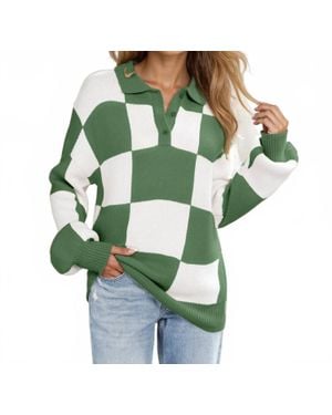 Indie & Co Haven Polo Knit Top - Green