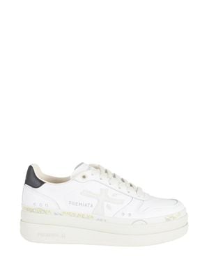 Premiata Micol 8197 Side-Logo Leather Sneakers - White