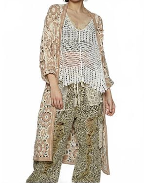 Pol Vintage Lace Trail Duster - Natural