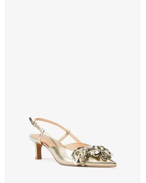 Michael Kors Outlet Callie Metallic Embellished Kitten Pump - White