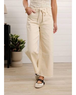 Mac & Me Skyrise Wide Leg Drawstring Jeans - Natural