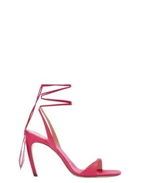The Attico Warm Fuchsia Now Satin High Heel Leather Sandals - Red