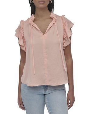 DKNY Ruffle Neck Top - Blue
