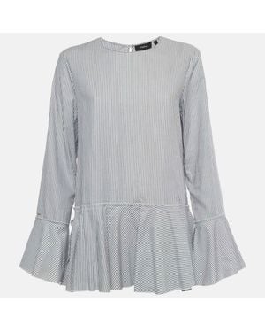 Theory Stripe Cotton Lexanda Top - Gray