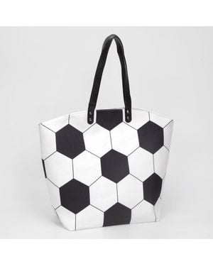 Fashnzfab Soccer Print Large Shoulder Tote Bag - Black