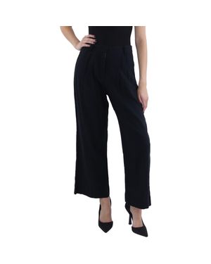 Abercrombie & Fitch Linen Pleated Wide Leg Pants - Black