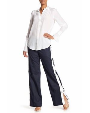 Equipment Arwen High Rise Cotton W Snaps Wide Leg Pants - Blue