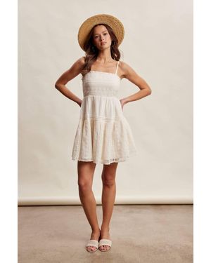 Listicle Lace Tiered Mini Dress - Natural