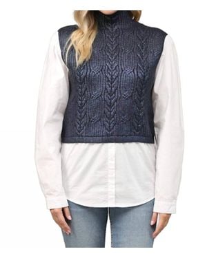 Fate Foil Cable Knit Twofer Sweater - Blue