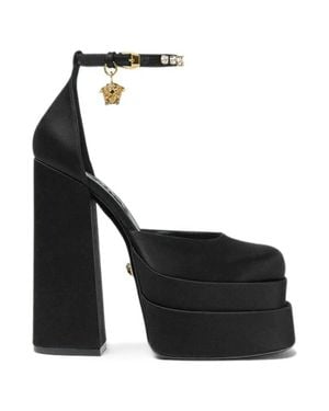 Versace Medusa Aevitas Satin Platform Pumps - Black