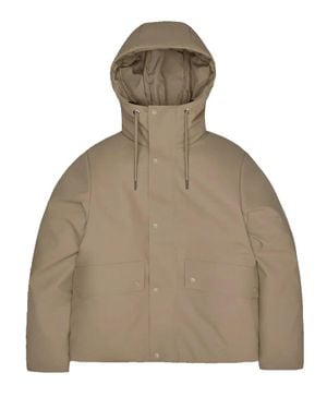 Rains Cropped Hooded Jacket - Natural