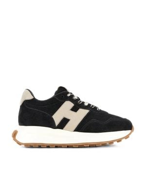 Hogan H641 Allacciato H Patch Leather Sneakers - Black