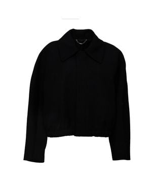 Victoria Beckham Arden Oversized Shoulder Gabardine Bomber Jacket - Black