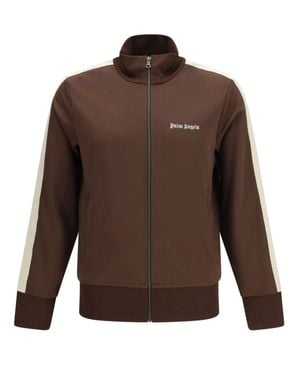 Palm Angels Classic Logo Track Top With High Collar And Zippered Pockets - Brown
